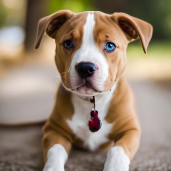 Pitbull puppy with one striking blue eye