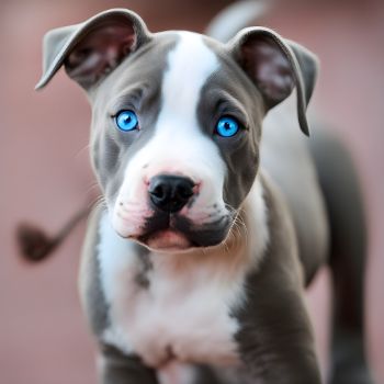 Cute Pitbull puppy with captivating blue eyes