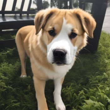 Dog with a combination of Great Pyrenees and Pitbull traits