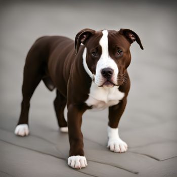 American pit bull terrier dark brown and white