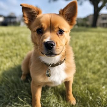 Image of a cute Pom-Pit Mix dog with a fluffy coat.