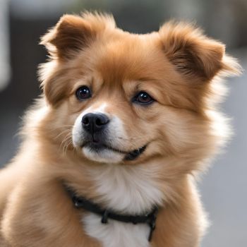 Pomeranian-pitBull-mix breed with a shiny coat.